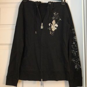BCBG Zip Up Embellished Hoodie